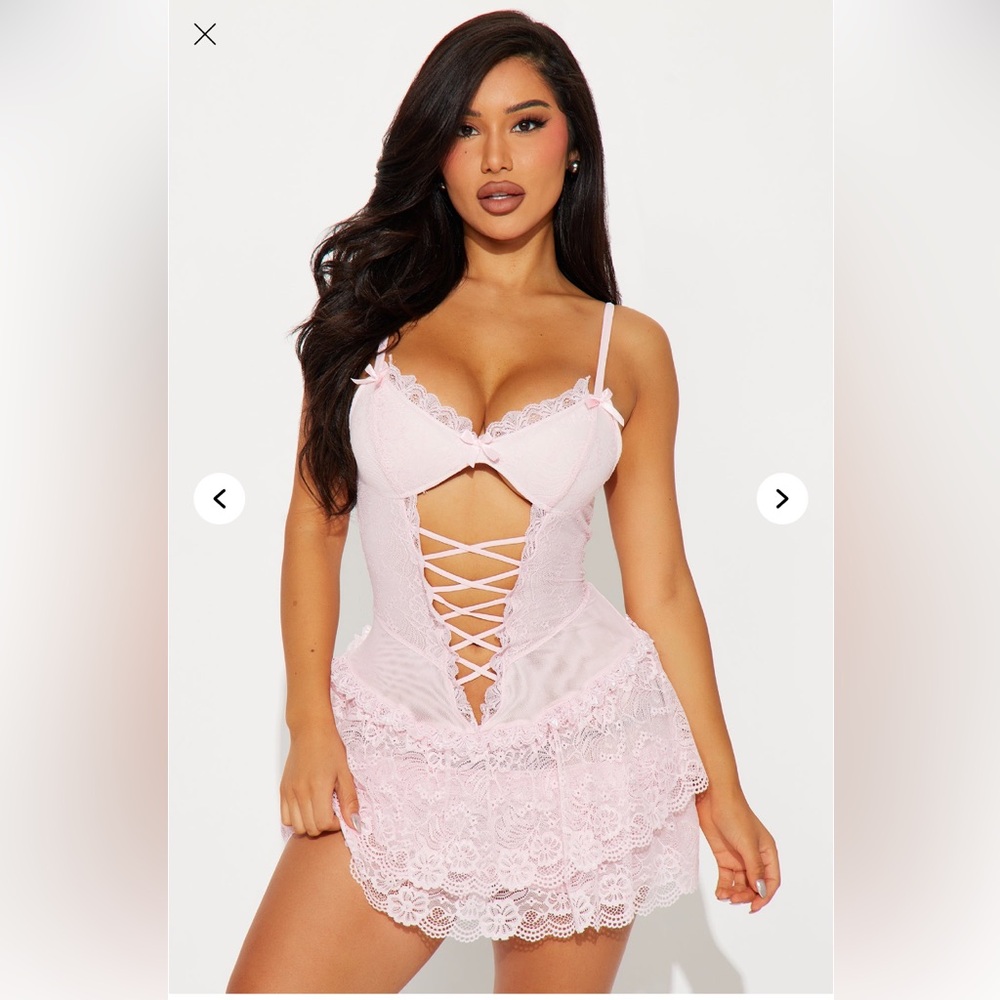 Elegant Pink Lace BabyDoll Dress